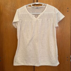 Casual Ivory Short Sleeve Women's Top